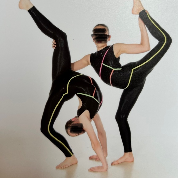 Black Jumpsuit Dance Costume with Neon Stripes - Picture 4 of 4
